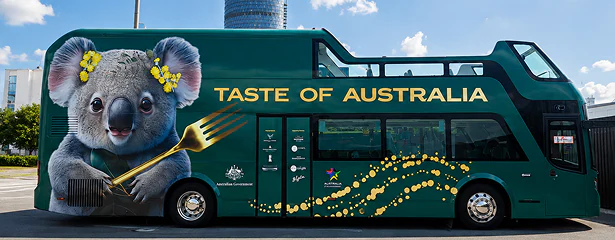 Taste of Australia open-top bus advertising campaign